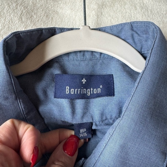 Barrington men’s long sleeve button down blue dress shirt Neck 18.5 34/35 - Picture 4 of 10